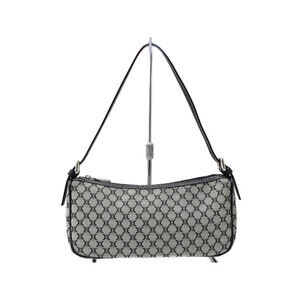 Celine Macadam One Handle Handbag Bag Gray Black Canvas Leather
